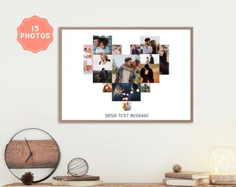 Collage fotografico a cuore di San Valentino, modello personalizzato per collage fotografico a cuore d'amore, collage a cuore, regalo di nozze, collage per coppie
