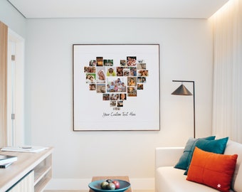 Collage di foto a forma di cuore modificabile / Idee regalo di Natale / Regalo di anniversario / Regalo di compleanno / Regalo per la mamma / Collage di foto di famiglia