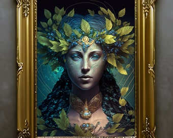 Cel, nature goddess art print, Etrucscan goddess of the Earth, Gaia poster, goddess wall decor, Pacha mama home decor, divine feminine