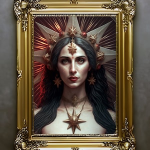 Inanna, Mesopotamian goddess of love and fertility wall art, iconic goddess art print, Ishtar poster, statue of liberty digital art