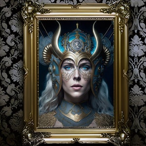 Brunhild, norse mythology valkyrie, shieldmaiden goddess art print, nordic viking goddess poster wall decor