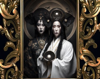 Heibai Wuchang Goddesses Poster, Chinese Underworld Art