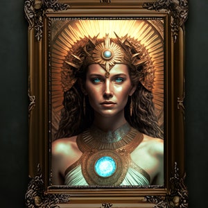 Aya, Mesopotamian goddess of dawn wall art, iconic goddess art print, Akkadian poster, retro Sumerian goddess art print