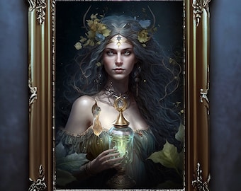 Circe Art Print, Greek Goddess of Sorcery, Mythology Poster
