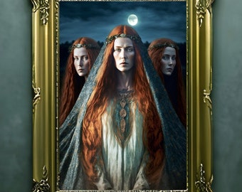 Brigid Art Print, Celtic Goddess Poster, Pagan Mythology Wall Art
