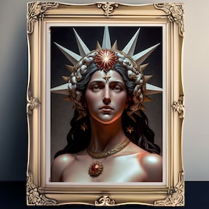 Ishtar, Sumerian goddess of love and war wall art, iconic woman art print, Inanna poster, statue of liberty, american iconography