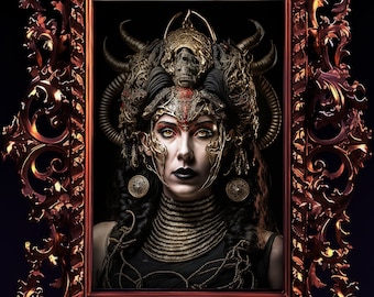 Serqet, Egyptian Scorpion Goddess Art Print, Underworld Deity