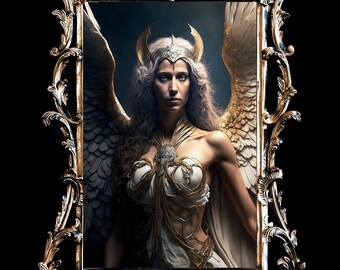 Winged Goddess Art Print, Roman Mythology Poster (Digital Art)