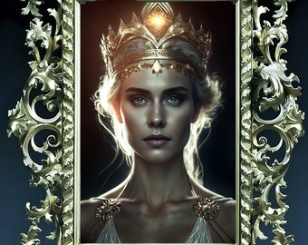 Daena Goddess Art Print, Zoroastrian Mythology Poster