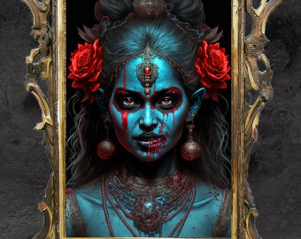 Kali Goddess Art Print, Hindu Mythology Poster