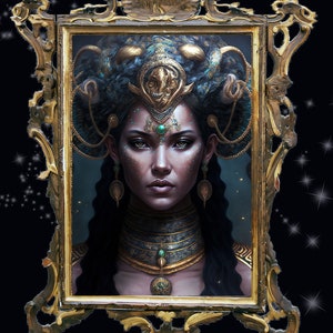 Ixchel, dea Maya della luna e arte della parete della medicina, stampa d&#39;arte dea dea giaguaro, poster sciamanico, stampa d&#39;arte visionaria