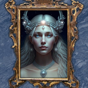 Selene (II), griechische Göttin des Mondes Wandkunst, Mondgöttin Kunstdruck, Selene Poster, antikes Griechenland, mythologische Göttin