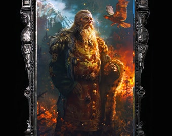 Svarog - Slavic god of fire and blacksmithing, Czech god, Slavic mythology poster, celestial blacksmith, Polish mythology, Russian folklore