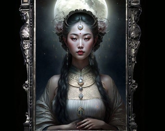 Lámina artística de la Diosa de la Luna Chang'e, póster de mitología china