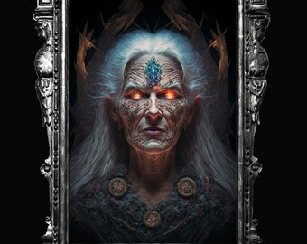 Baba Yaga Art Print – Slavic Mythology Dark Goddess Poster
