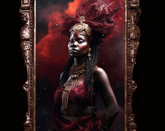 Oya, Yoruba goddess of the rain and wind wall art, beautiful black goddess poster, African mythology, voodoo loa, haitian orisha