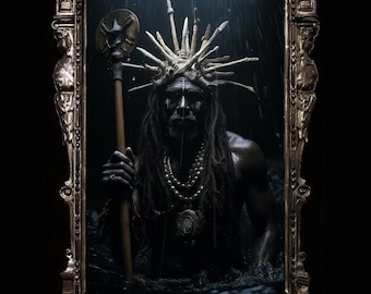 Damballah - Haitian voodoo god of the sea, Ayida Wedo, Damballa,voodoo poster, goth art print, African mythology, black loa