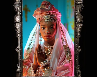 Erzulie Freda Dahome - Voodoo goddess of love wall art, Voodou poster, voudou black madonna, haitian mythology, African folklore