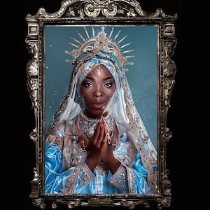 Erzulie Balianne - Voodoo Göttin der Liebe Wandkunst, Voodoo Poster, schöne schwarze Madonna, haitianische Voudou, afrikanische Folklore, Ezili Dantor