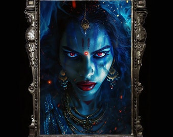 Kali Goddess Art Print, Hindu Mythology, Dark Feminine Decor