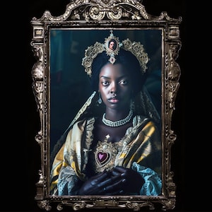 Grann Erzulie - Voodoo Göttin der Liebe Wandkunst, Voodoo Poster, schöne schwarze Madonna, Haitian Ezili Dantor, afrikanische Folklore