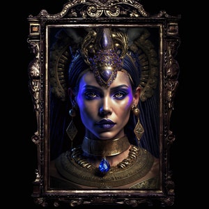 Nephthys, Egyptian goddess of darkness and the dead wall art, dark goddess art print, Neptys poster, Egyptian mythology, embalming, mummies