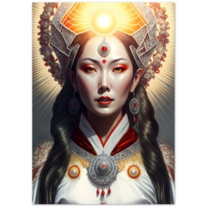 Amaterasu, Sun Goddess Art Print, Japanese Goddess of the Sun, Solar