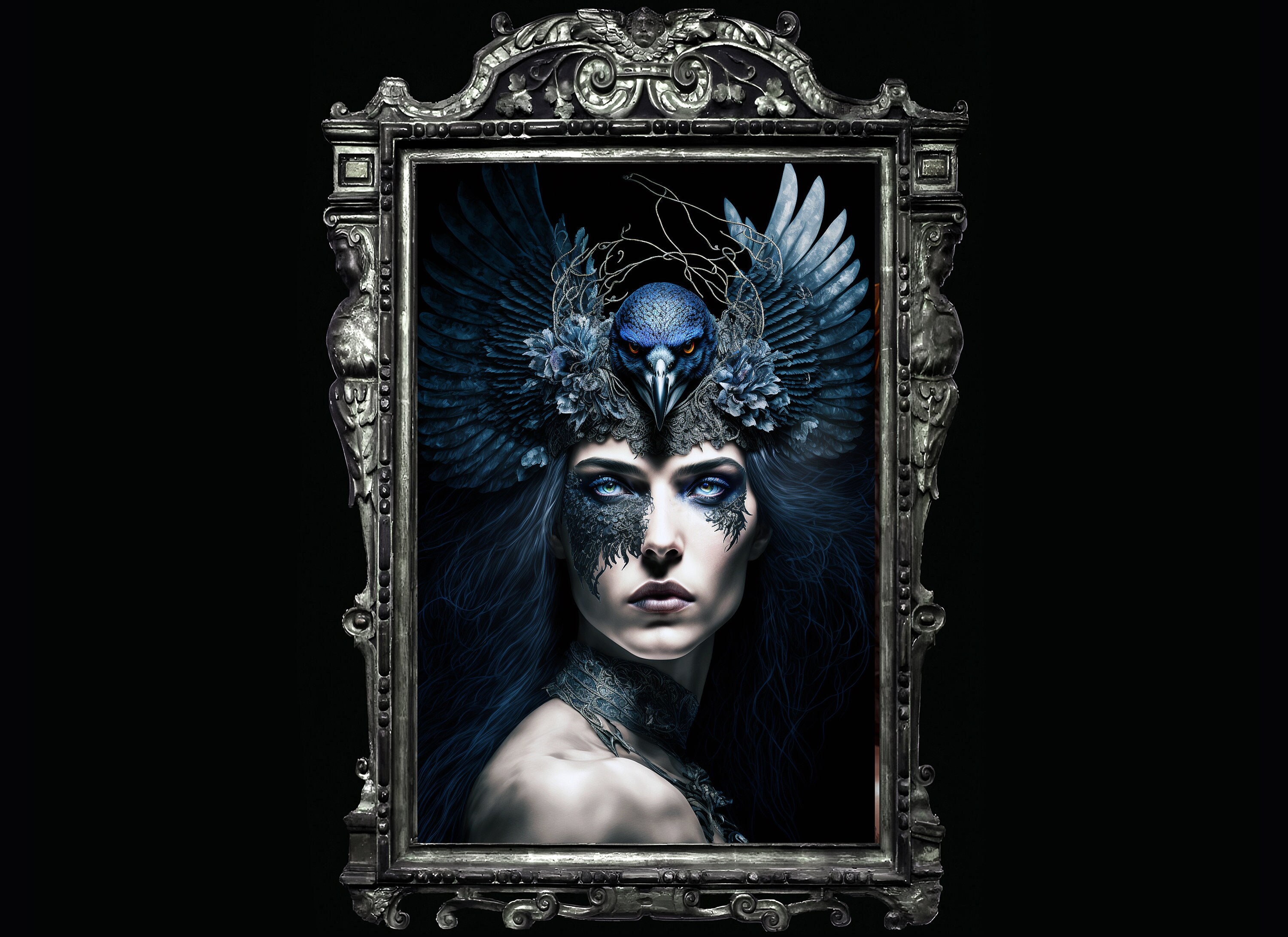 モリガン、アイルランドの死の女神の壁画、暗黒の女神のアートプリント