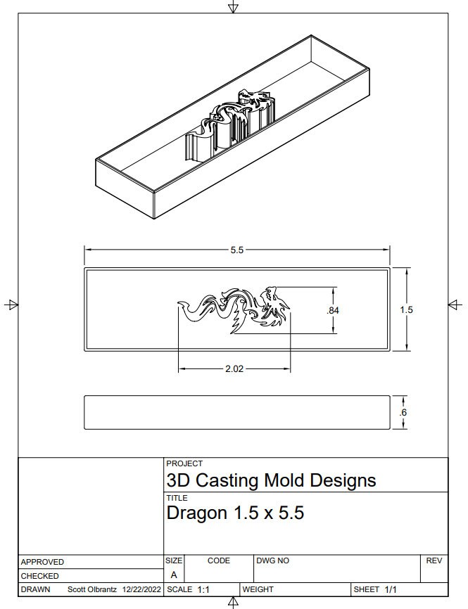 Knife Scale STL File for 3D Printer, Dragon Design, Digital & Instant