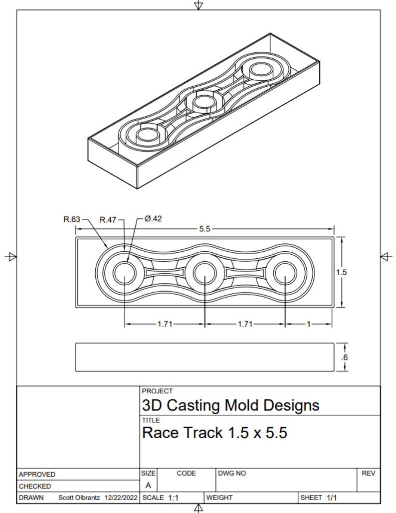 Knife Scale STL File for 3D Printer, Racetrack Design, Digital