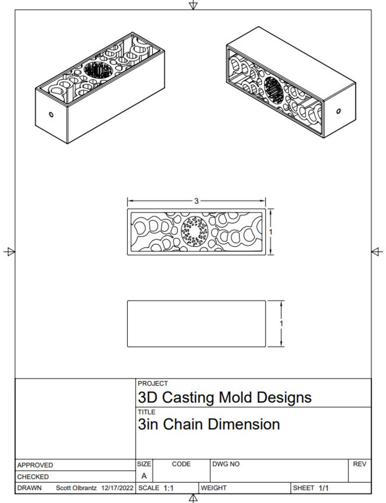 3 Inch Pen Blank, Chain Dimension Design, STL File for 3D Printer ...