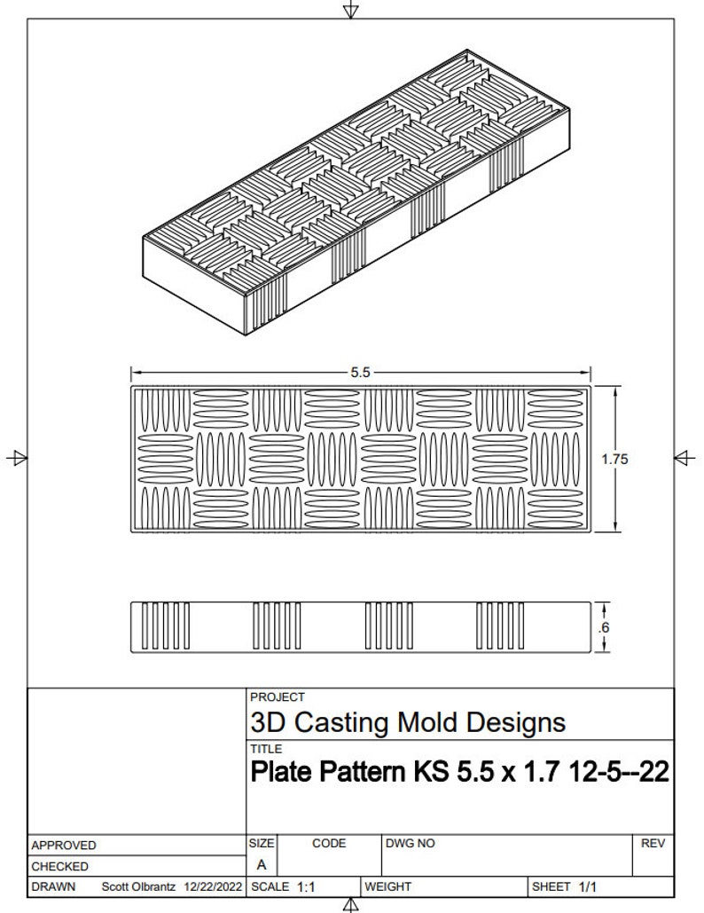 Knife Scale STL File for 3D Printer, Plate Design, Digital & Instant