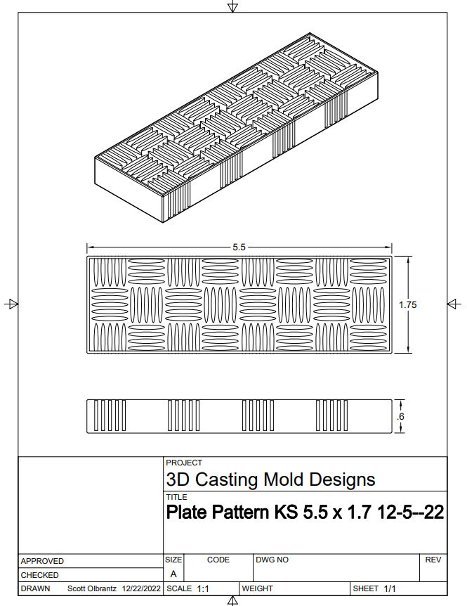 Knife Scale STL File for 3D Printer, Plate Design, Digital & Instant