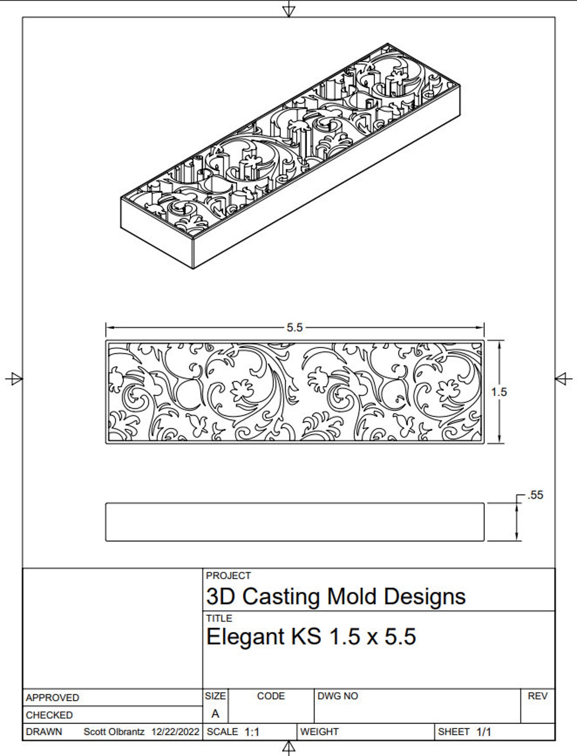 Knife Scale STL File for 3D Printer, Elegant Design, Digital & Instant