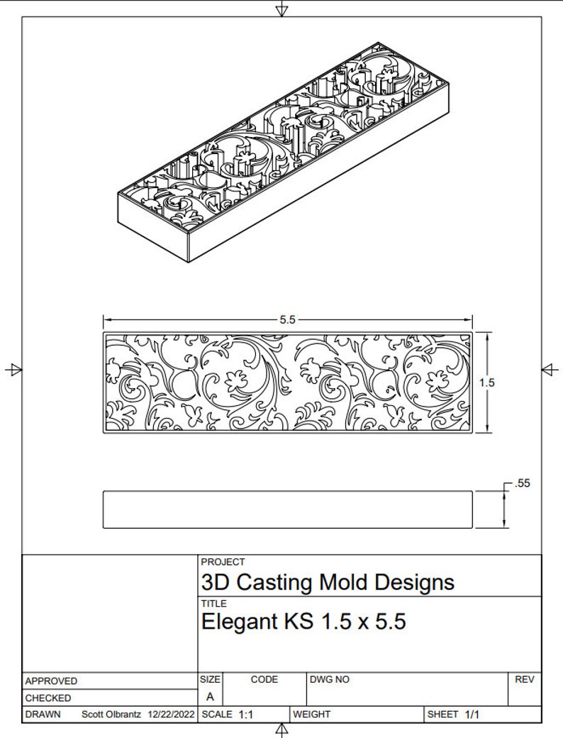 Knife Scale STL File for 3D Printer, Elegant Design, Digital & Instant