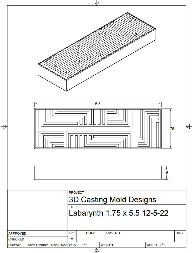 Knife Scale STL File for 3D Printer, Labyrinth Design, Digital