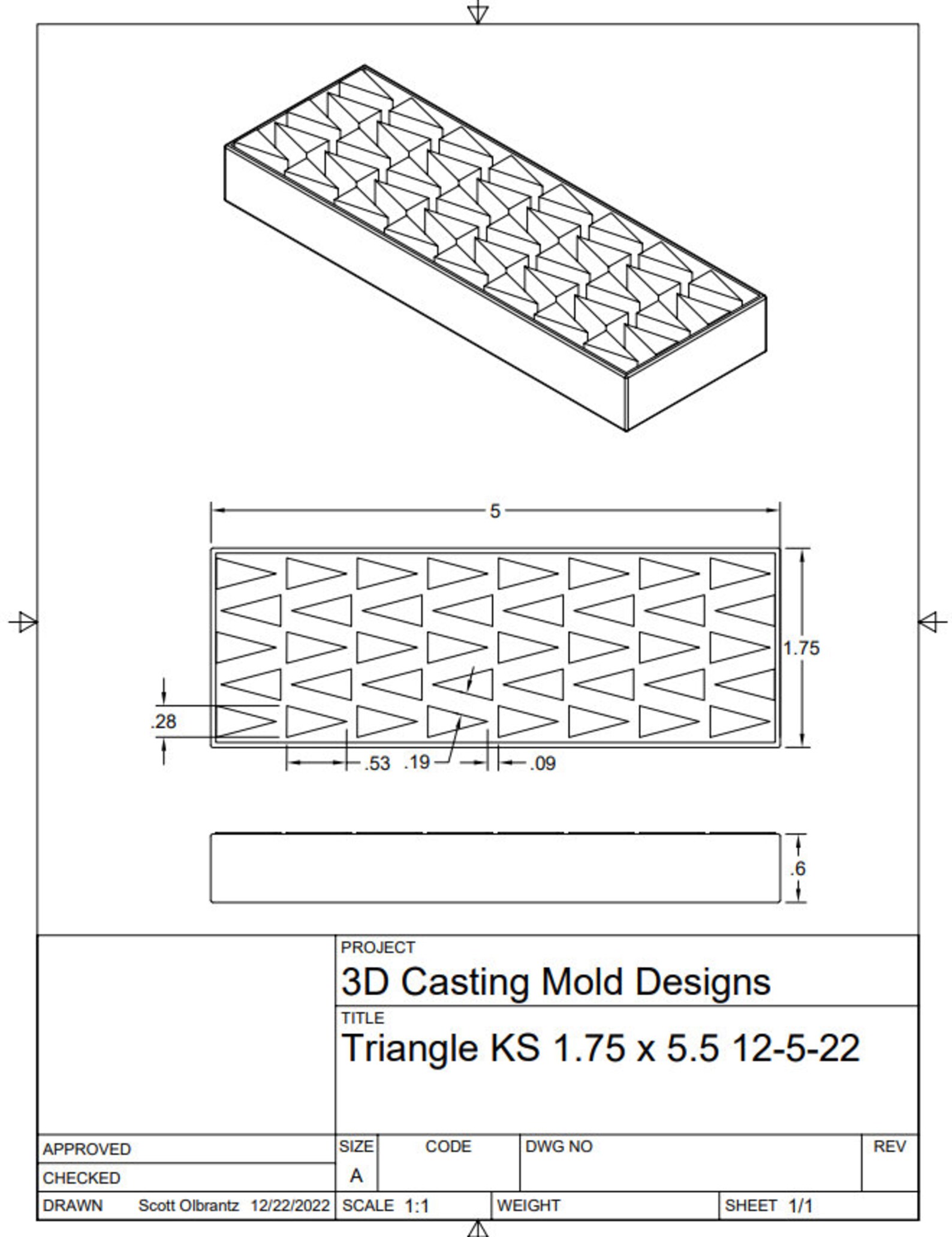 Knife Scale STL File for 3D Printer, Triangle Design, Digital & Instant