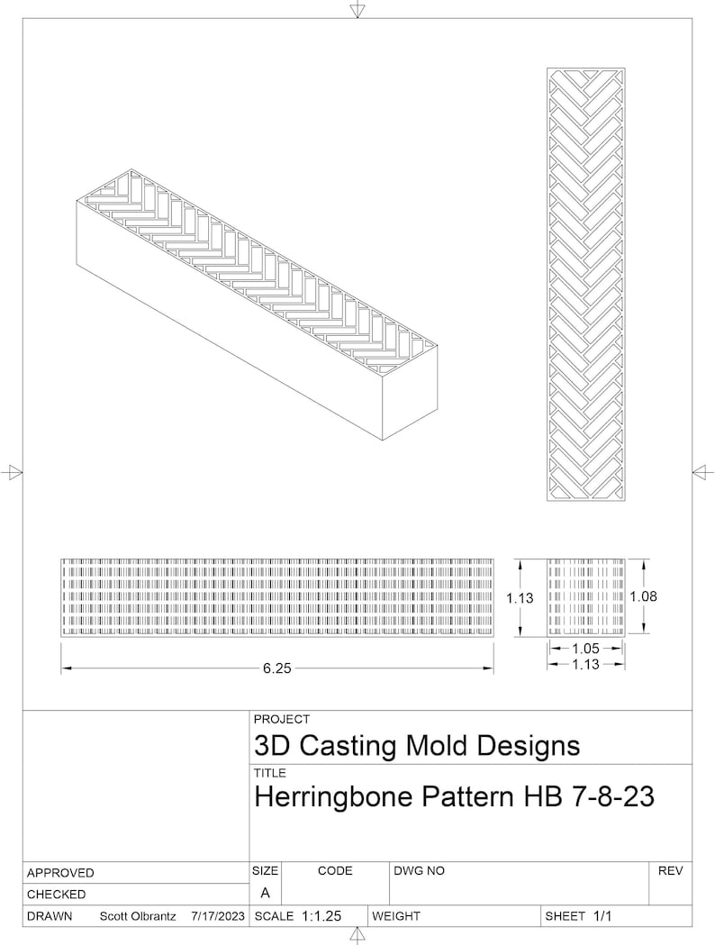 Rectangular Herringbone Pattern Dimensions Herringbone 3D Printer Pen Blank STL File (digital Download) - Etsy