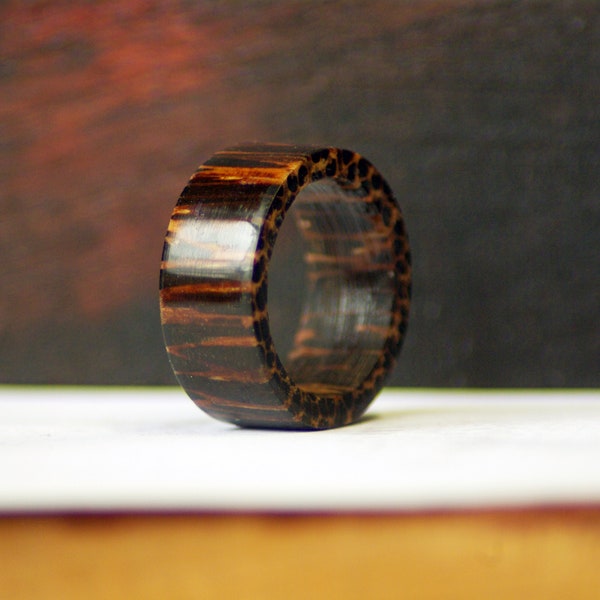 Solid black palm ring, exotic wooden ring