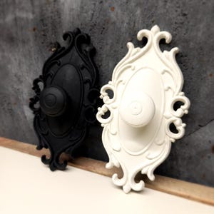 baroque/Victorian style handpainted wooden drawer handles in black and white