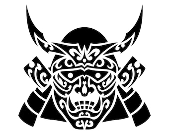 日本のサムライ戦士将軍マスクビニールデカールステッカー、壁、ドア、ゲーム用ノートパソコン、PC、電話、自転車、車、バン、タブレット用
