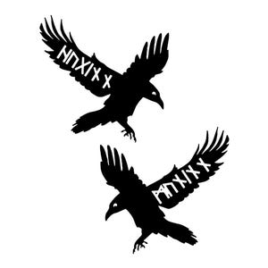 Huggin and Munnin Viking Odins Raven Vinyl Decal Sticker - Door, Wall, Gaming Laptop, PC, Car, Bike