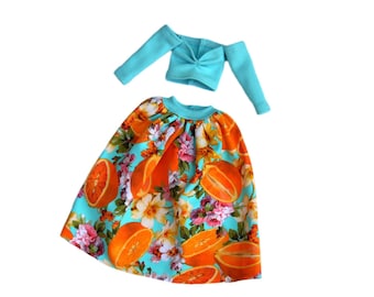 1/6 scale doll Set of 2 SKIRT and SLEEVED TOP, doll clothes, made to movie doll, 11'5 inch doll clothes 12inch doll dress, doll outfit