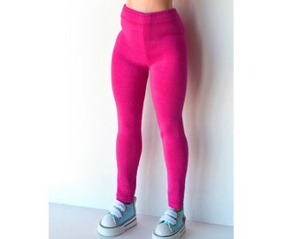 Pink Leggings for 1/6 scale Fashion Doll, doll yoga, Leggings For Curvy Barbieesd Doll Clothes BJD polainas de muñeca, puppenkleidung