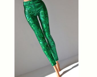 Sparkling GREEN Leggings, fashion doll 11'5 inch, doll joggers, doll pants, 1/6 scale doll, fashion figures clothes, MadetoMovie doll