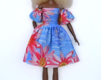 Doll summer dress for 11'5 inch fashion doll, romantic style doll clothes, 1:6 scale doll clothes, movie outfit,Retro  MTM, BJD, doll gown