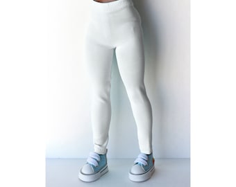 White Leggings for 1/6 scale Fashion Doll, doll yoga, Leggings For Curvy Barbieesd Doll Clothes BJD polainas de muñeca, puppenkleidung,solid