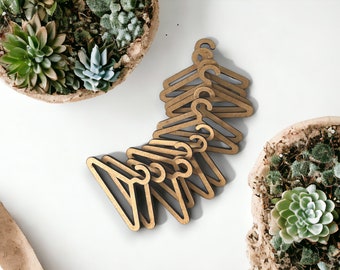 Cintres En Bois Pour Vêtements De Poupée Labubu - Lot De 6 + Support - Dimensions Environ 20x10x17 Cm - Pour Poupées 17 Cm