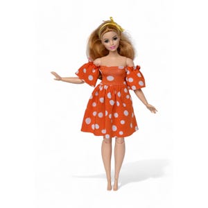 barbie pink and orange dress Barbie Peach Orange & Blue Flower Dress