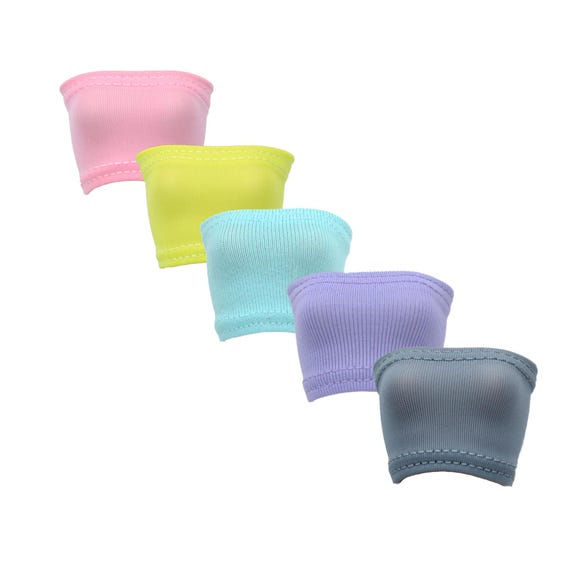 Set of 5 tops PASTEL COLORS for DOLLS scale 1:6 fashion dolls, clothes for dolls, tube top, mix and match, ropa de muñeca, 人形の服 baby pink